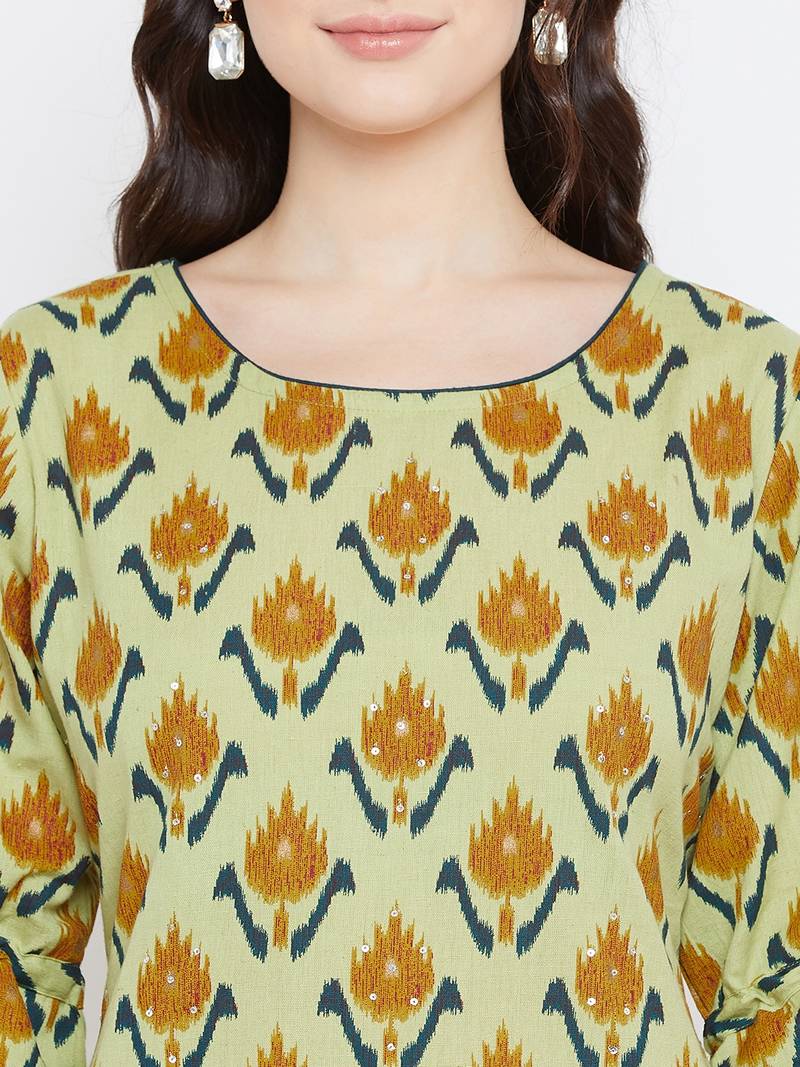 Prakhya Women's Printed Long Straight Rayon Kurta Set