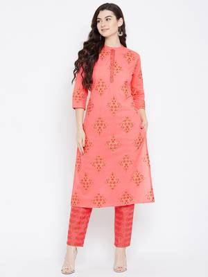 Prakhya Women's Printed Long Straight Rayon Kurta Set 1