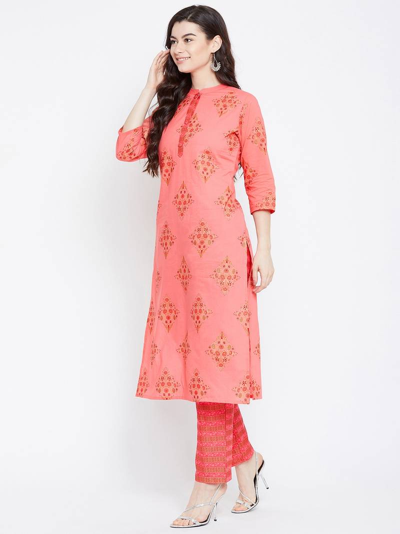 Prakhya Women's Printed Long Straight Rayon Kurta Set