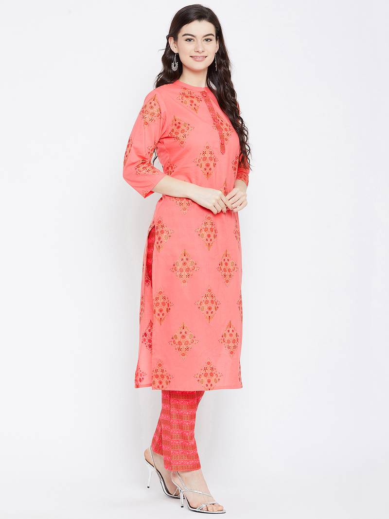 Prakhya Women's Printed Long Straight Rayon Kurta Set