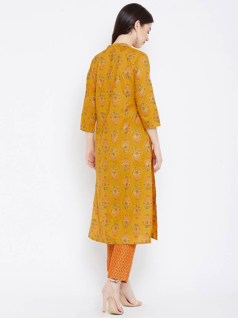 Prakhya Women's Printed Long Straight Rayon Kurta Set