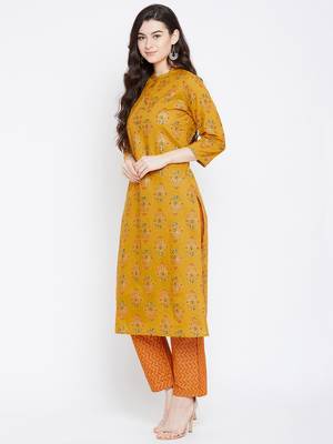 Prakhya Women's Printed Long Straight Rayon Kurta Set 3