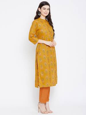 Prakhya Women's Printed Long Straight Rayon Kurta Set 4