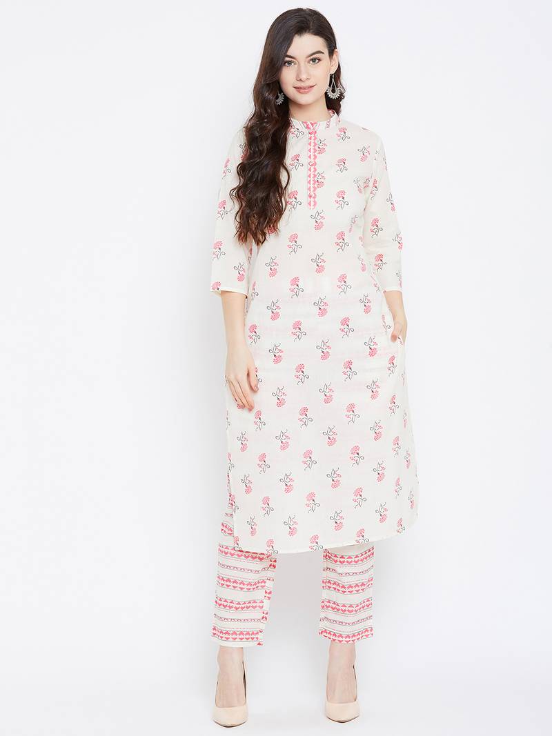 Prakhya Women's Printed Long Straight Rayon Kurta Set