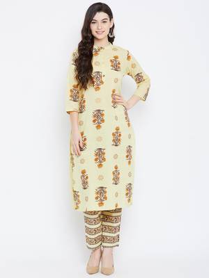 Prakhya Women's Printed Long Straight Rayon Kurta Set 1
