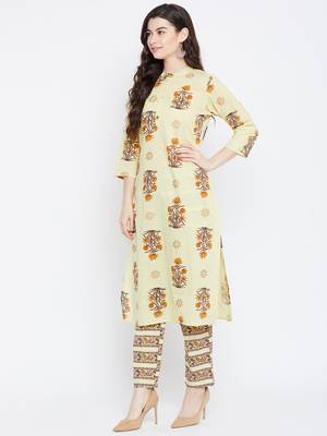 Prakhya Women's Printed Long Straight Rayon Kurta Set 3