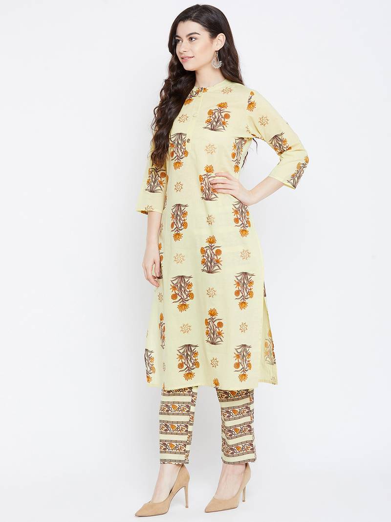 Prakhya Women's Printed Long Straight Rayon Kurta Set