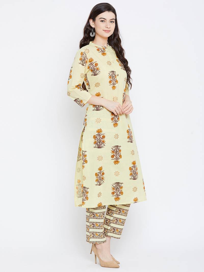 Prakhya Women's Printed Long Straight Rayon Kurta Set