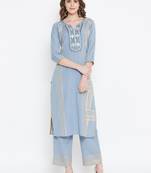 Prakhya Women's Embroidered Long Straight Rayon Kurta