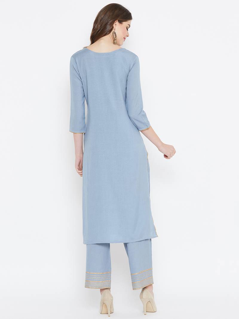 Prakhya Women's Embroidered Long Straight Rayon Kurta