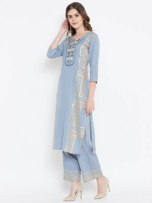 Prakhya Women's Embroidered Long Straight Rayon Kurta 3