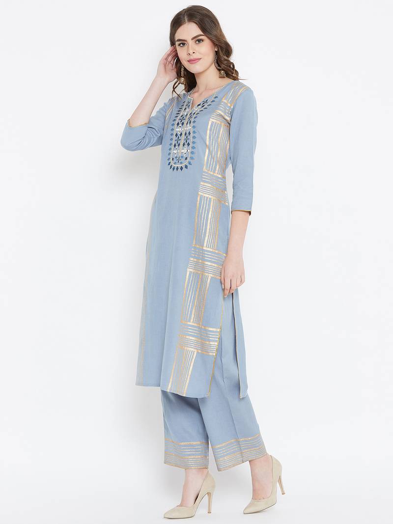 Prakhya Women's Embroidered Long Straight Rayon Kurta