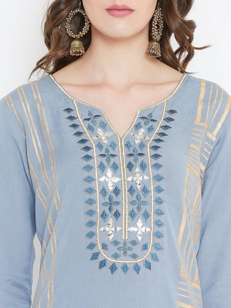 Prakhya Women's Embroidered Long Straight Rayon Kurta