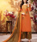 Orange And Copper Readymade Party Wear Rayon Plazzo Suit