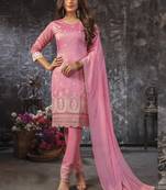 Baby Pink Chanderi Silk Readymade Party Wear Suits