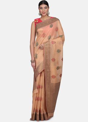 Coral Cotton Traditional Saree 1