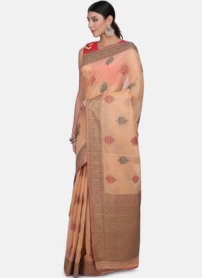 Coral Cotton Traditional Saree 3
