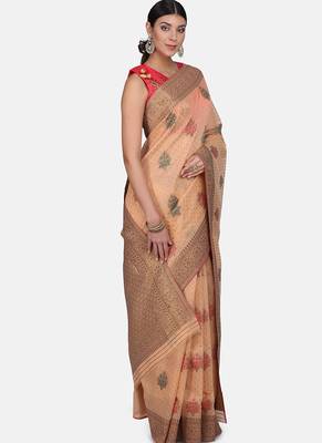 Coral Cotton Traditional Saree 4