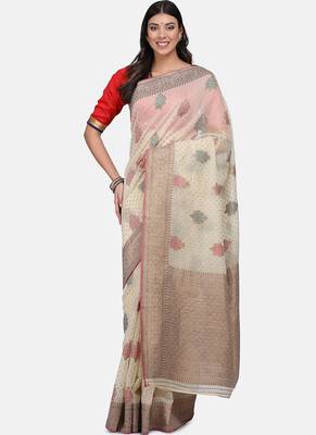 Off White Cotton Traditional Saree 1