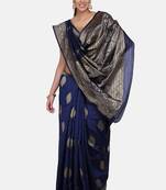Navy Blue Cotton Traditional Saree