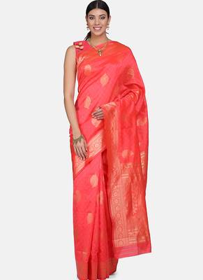 Pink Cotton Traditional Saree 1
