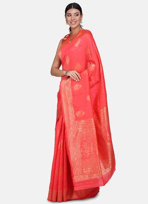 Pink Cotton Traditional Saree 3