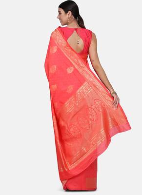 Pink Cotton Traditional Saree 5