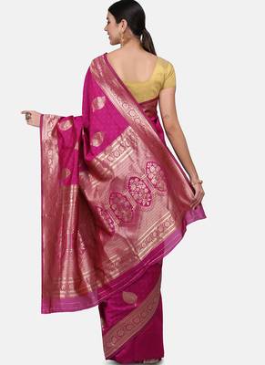Magenta  Cotton Traditional Saree 4