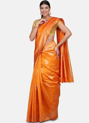 Yellow Cotton Traditional Saree 3