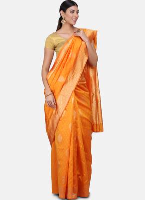 Yellow Cotton Traditional Saree 4