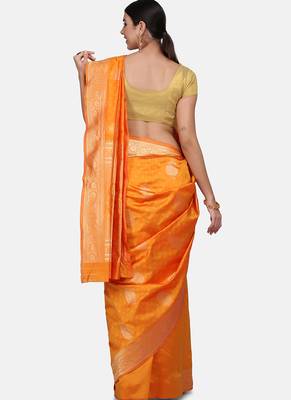 Yellow Cotton Traditional Saree 5