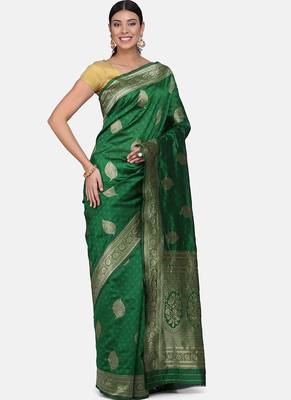 Green Cotton Traditional Saree 4