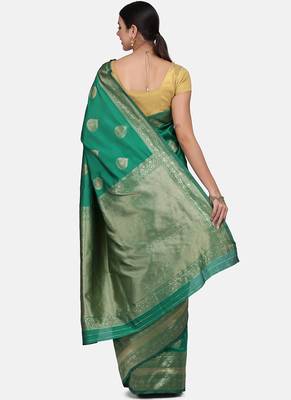 Green Cotton Traditional Saree 5