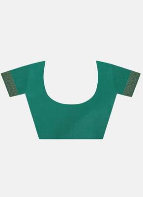 Green Cotton Traditional Saree 6