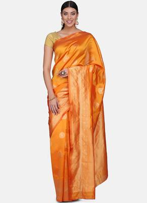 Yellow Cotton Traditional Saree 1