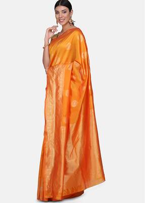Yellow Cotton Traditional Saree 3
