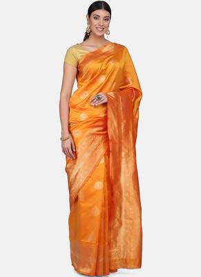 Yellow Cotton Traditional Saree 4