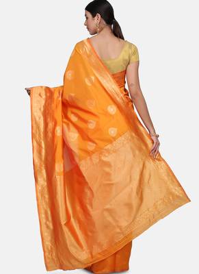 Yellow Cotton Traditional Saree 5