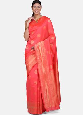 Pink Cotton Traditional Saree 1
