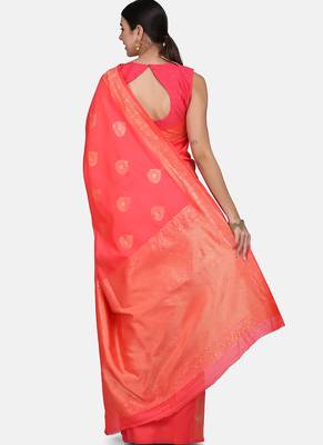 Pink Cotton Traditional Saree 5