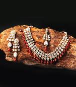 White Kundan & Red Moti Necklace Sets