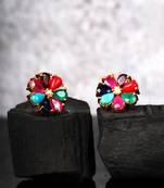 Multicolor american diamonds studs