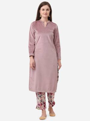 Lilac plain velvet salwar 1