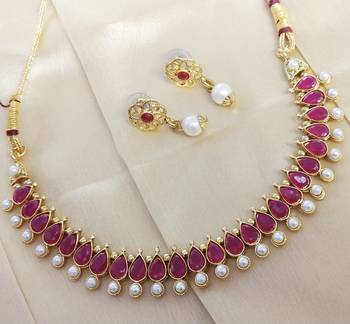 Designer CZ Ruby Stones Pearl Jewellery sets 2