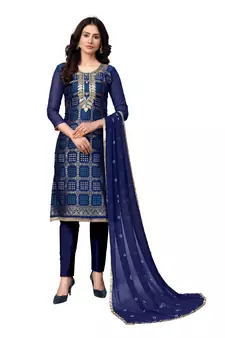 Blue woven jacquard salwar