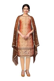 Peach woven jacquard salwar