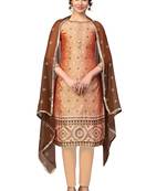 Peach woven jacquard salwar