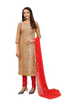 Beige gota faux chanderi salwar