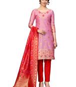 Pink woven jacquard salwar