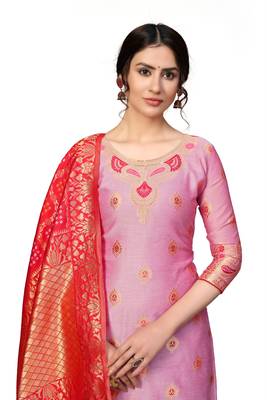 Pink woven jacquard salwar 4